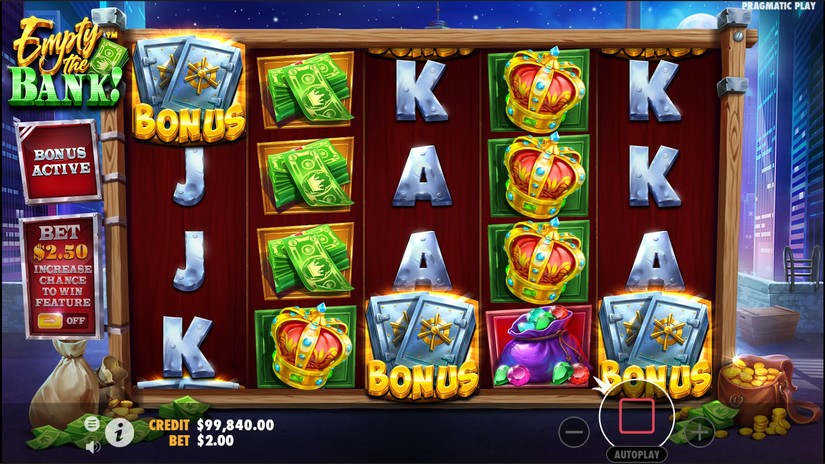 Empty the Bank slot screen 2