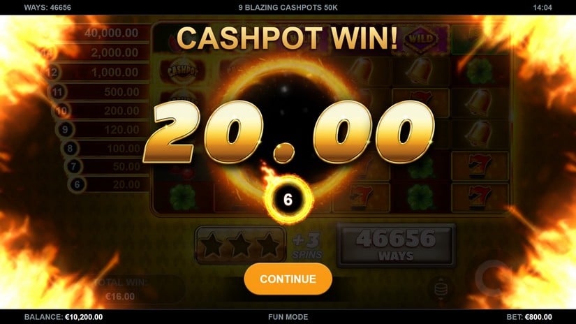 9 Blazing Cashpots 50K slot screen 4