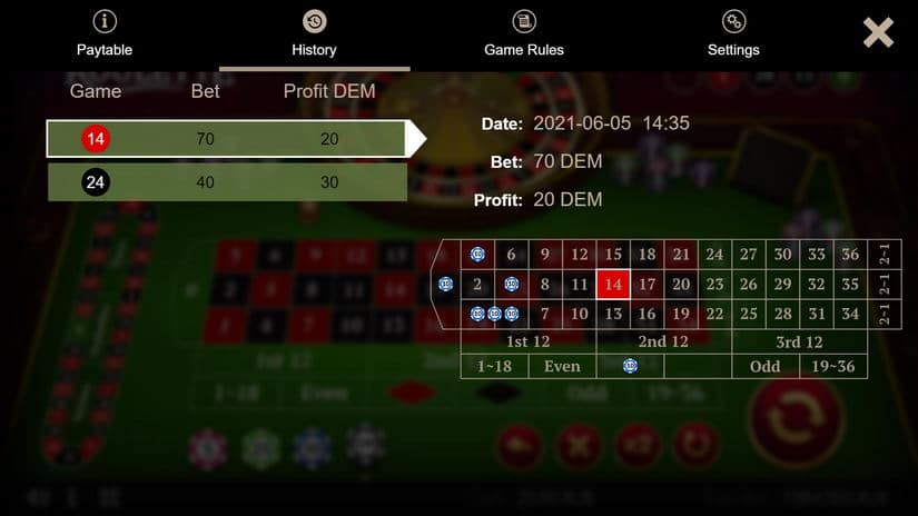 European Roulette slot screen 3