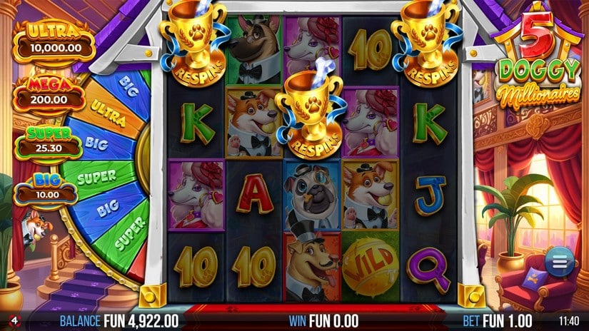 5 Doggy Millionaires Dream Drop slot screen 2