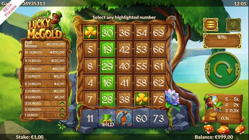 Slingo Lucky McGold slot screen 1