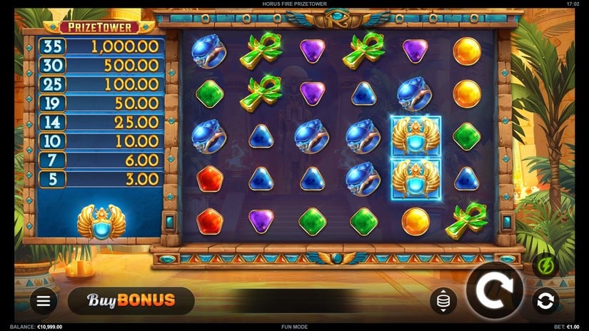Horus Fire PrizeTower slot screen 1