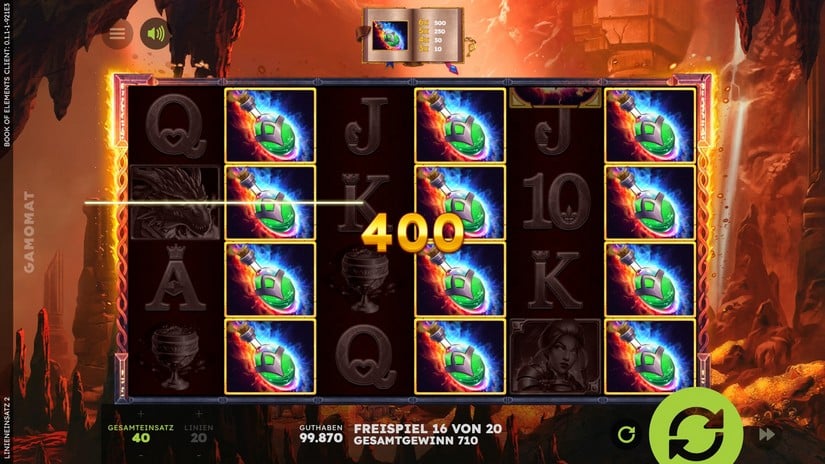 Book of Elements slot screen 4