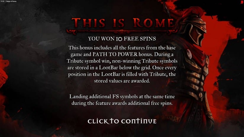 Reign of Rome slot screen 5