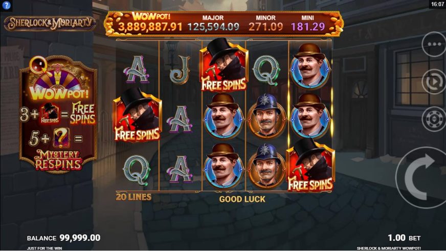 Sherlock and Moriarty WowPot slot screen 2