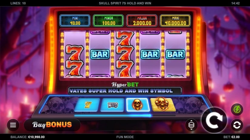 Skull Spirit 7s Hold and Win slot screen 1