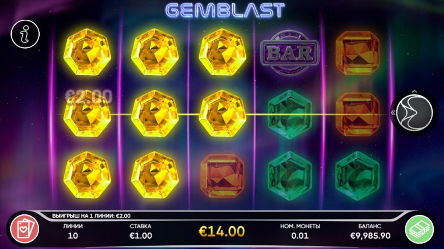 Gem Blast slot screen 2