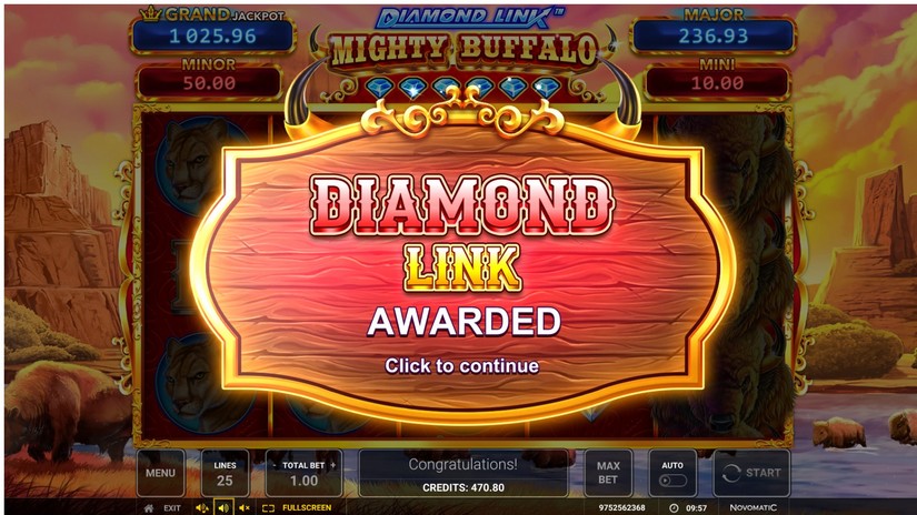 Diamond Link Mighty Buffalo slot screen 5