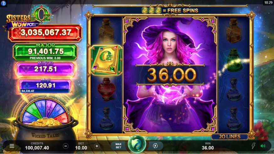 Sisters of Oz WOWPot slot screen 2
