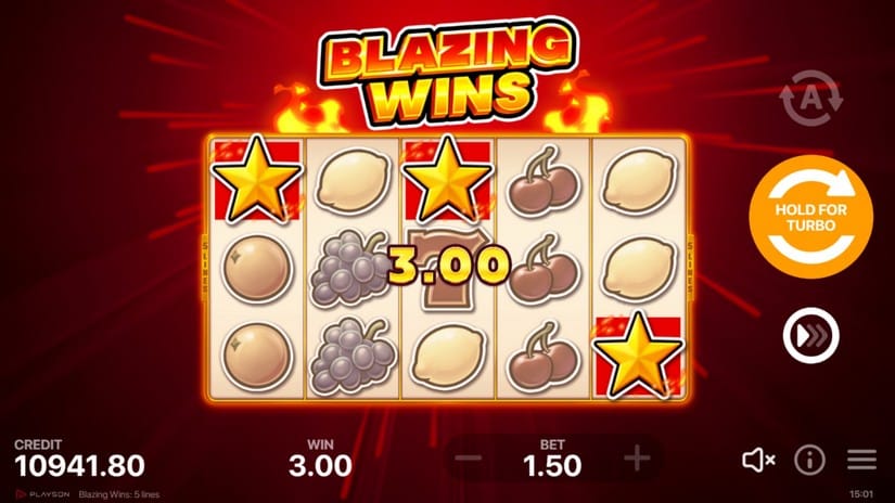 Blazing Wins: 5 lines slot screen 3