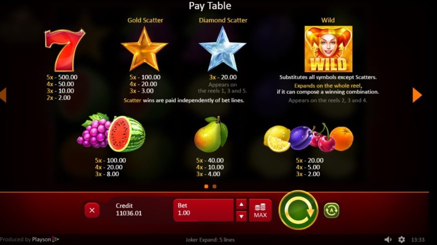 Joker Expand: 5 lines slot screen 2