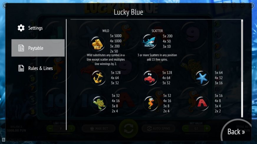 Lucky Blue slot screen 2