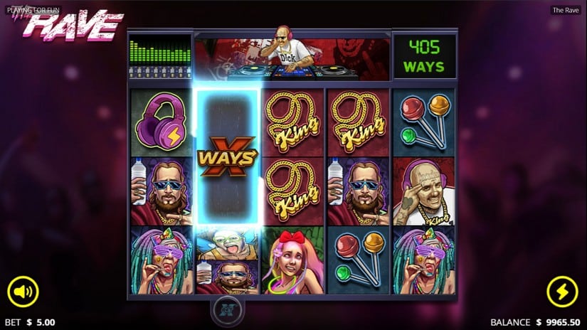 The Rave slot screen 2