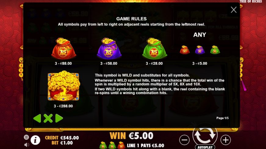 Tree of Riches slot screen 2