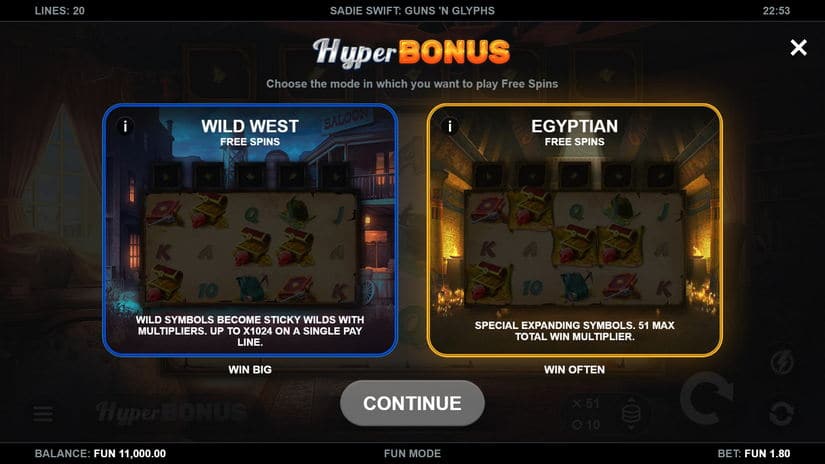Sadie Swift: Guns’n Glyphs slot screen 2