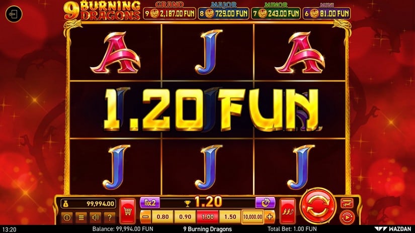 9 Burning Dragons slot screen 2