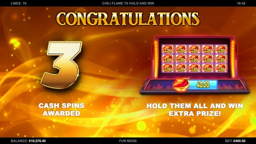Chili Flame 7s Hold and Win slot screen 2
