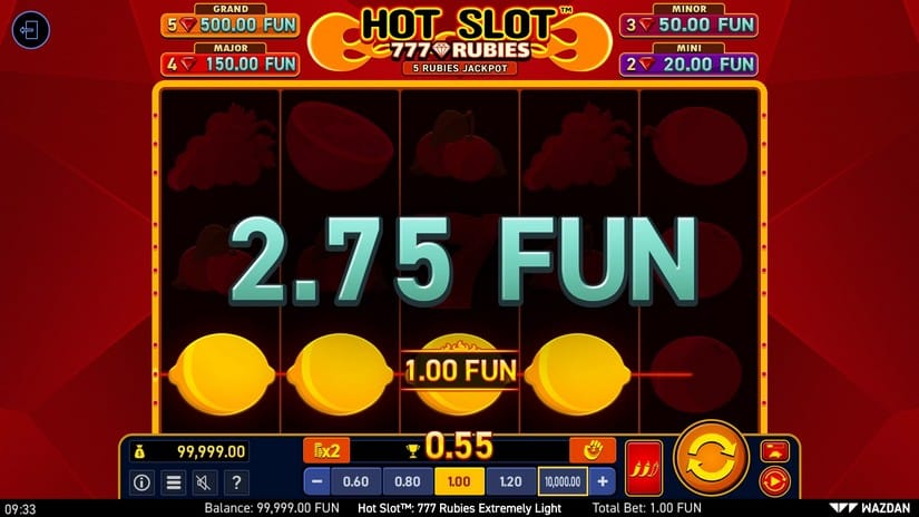 Hot Slot™: 777 Rubies Extremely Light slot screen 2