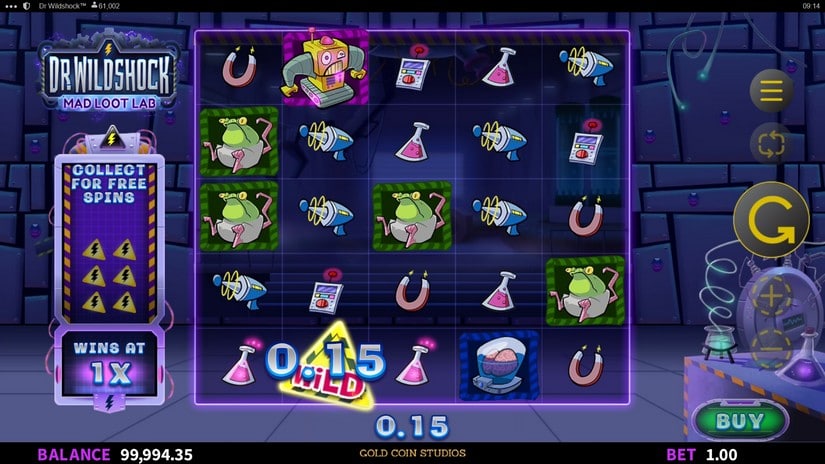 Dr Wildshock: Mad Loot Lab slot screen 2