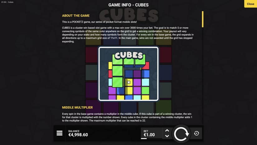 Cubes slot screen 5