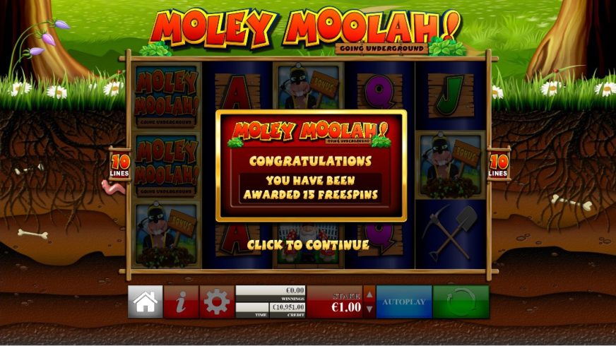 Moley Moolah slot screen 3