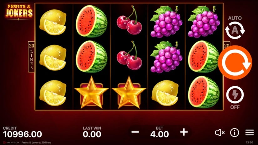Fruits & Jokers: 20 lines slot screen 1