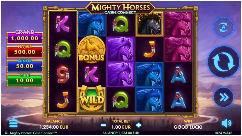 Mighty Horses Cash Connect slot screen 1