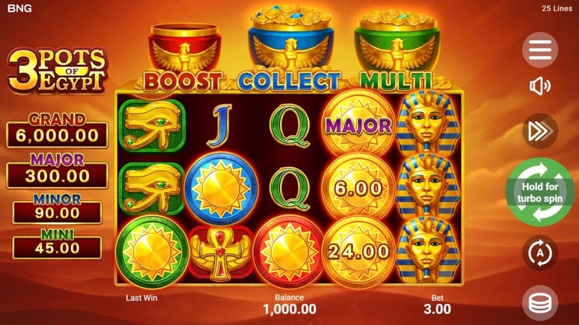 3 Pots of Egypt slot screen 1