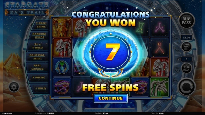 Stargate Ra’s Trail slot screen 2