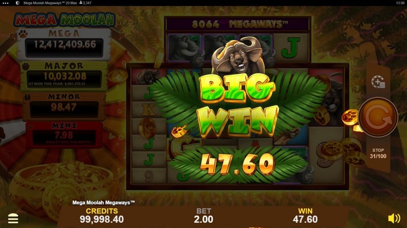 Mega Moolah Megaways slot screen 4