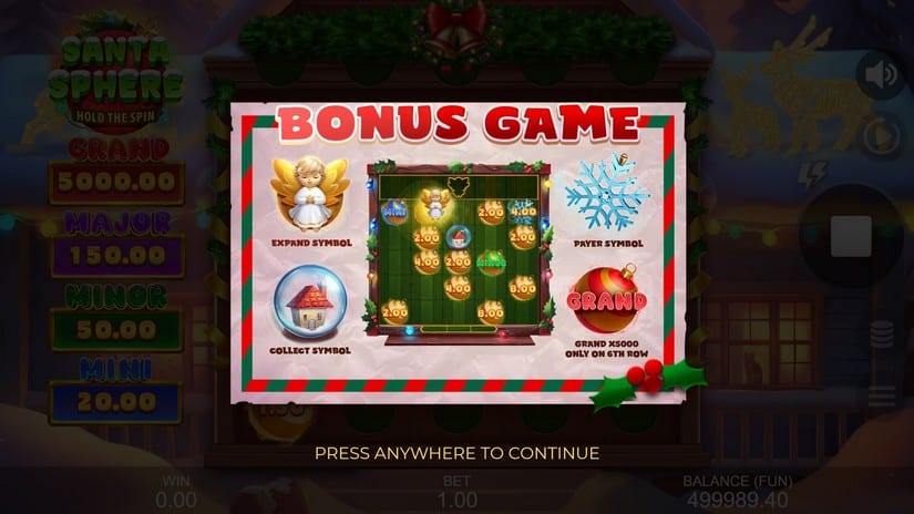 Santa Sphere: Hold The Spin slot screen 4