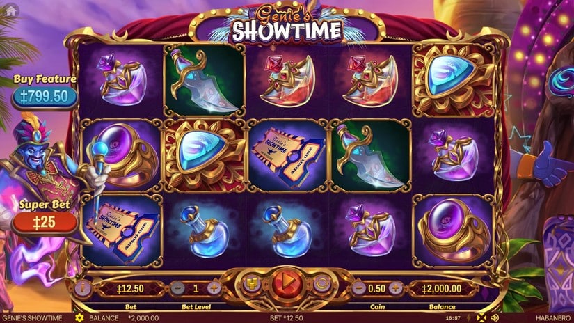 Genie’s Showtime slot screen 1