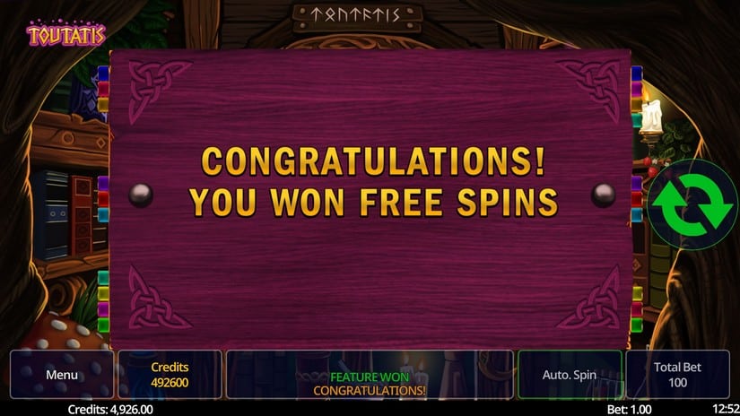 Toutatis slot screen 2