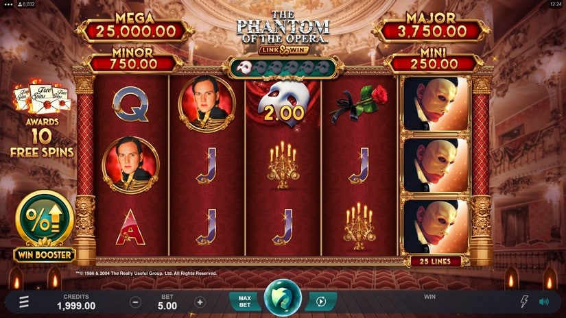 Phantom of the Opera Link & Win slot screen 1