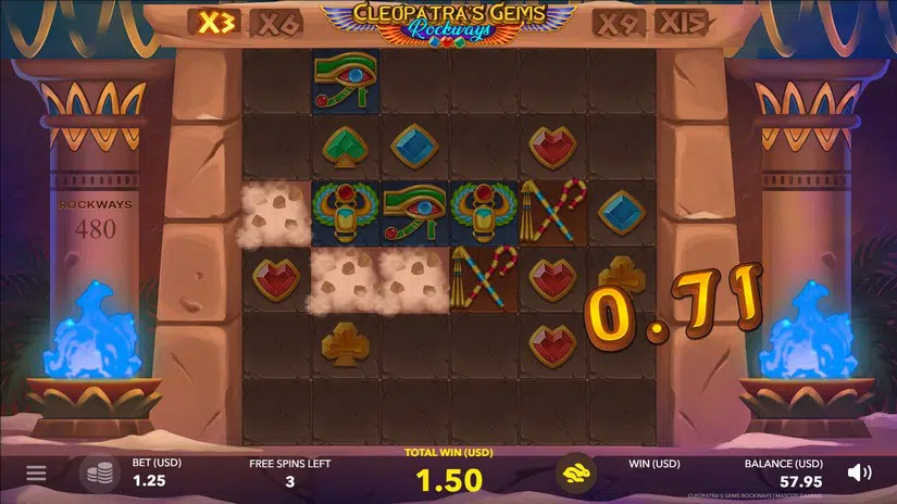 Cleopatras Gems Rockways slot screen 4