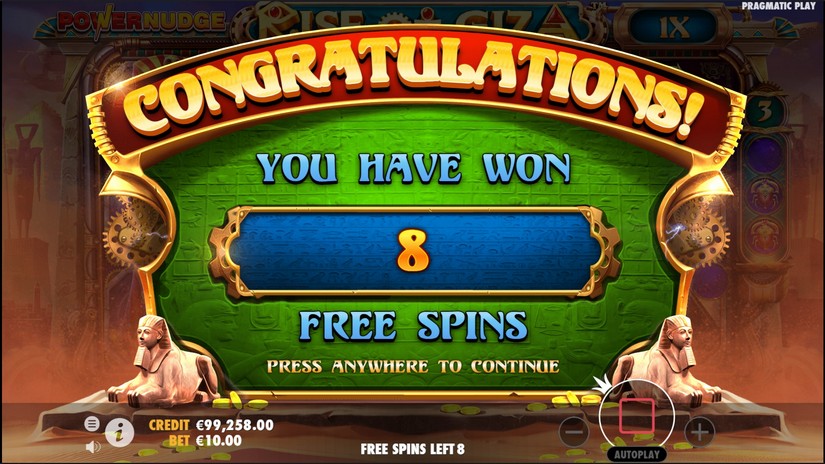 Rise of Giza PowerNudge slot screen 4