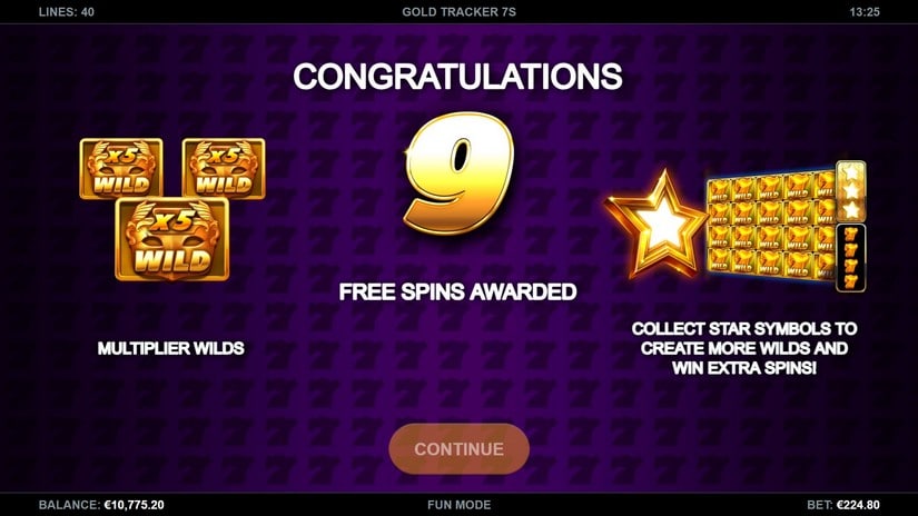 Gold Tracker 7s slot screen 2