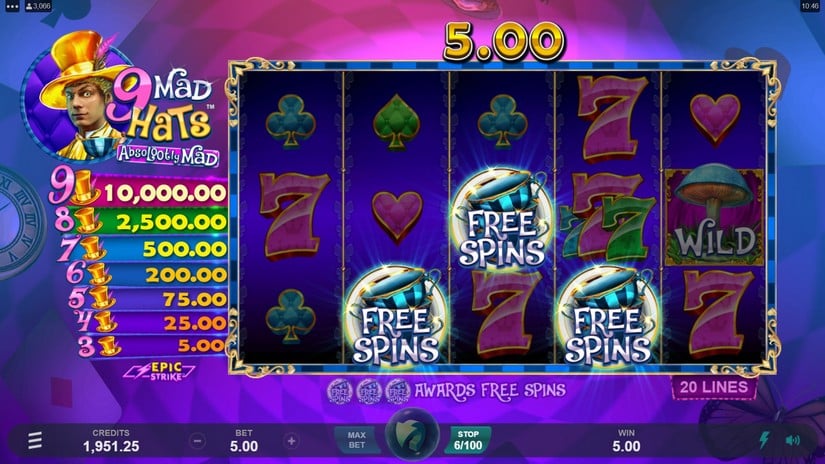 9 Mad Hats slot screen 4