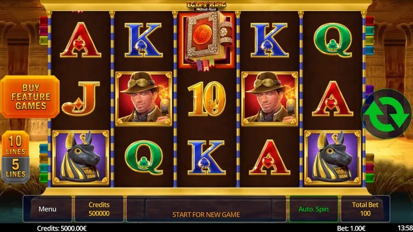 Egypt King Book Hunt slot screen 1