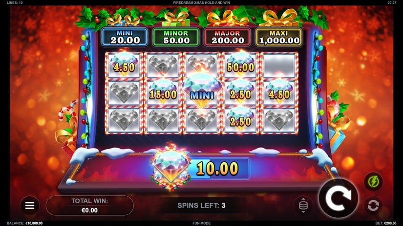 Firedream Xmas Hold and Win slot screen 3