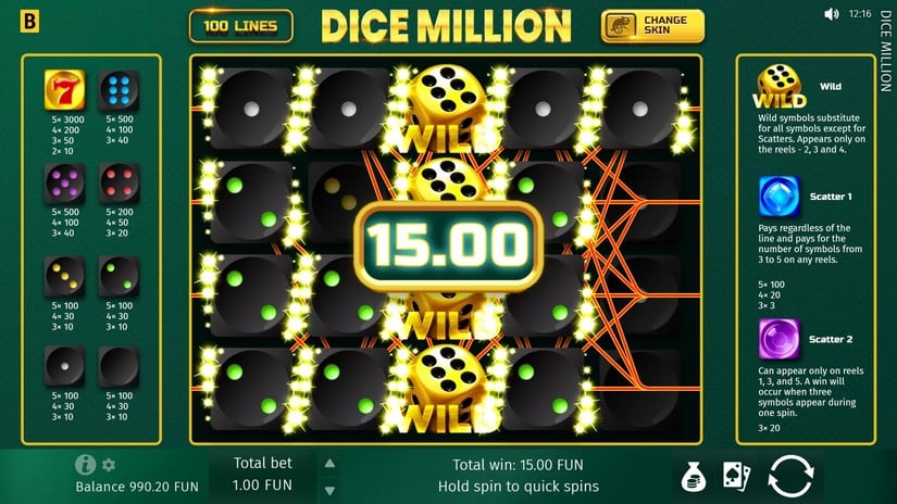 Dice Million slot screen 4