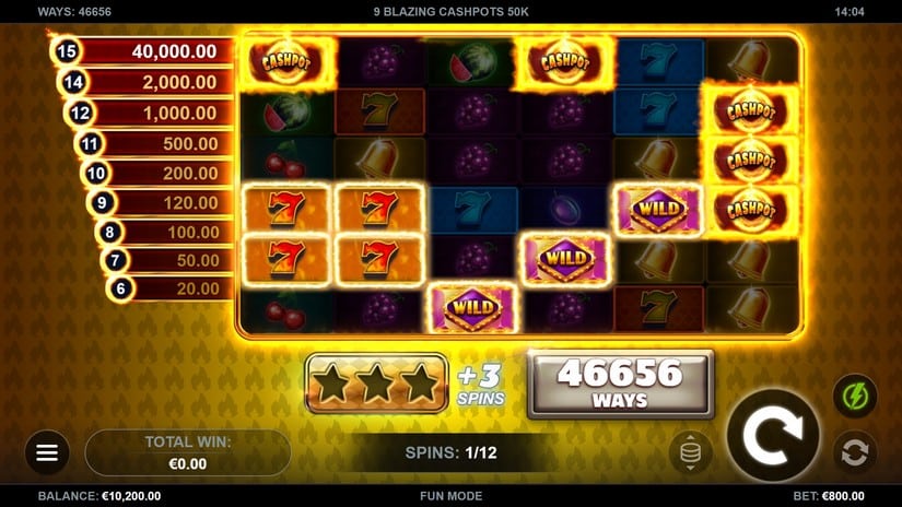 9 Blazing Cashpots 50K slot screen 3