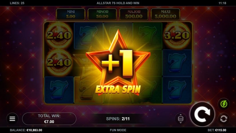 AllStar 7s Hold and Win slot screen 4