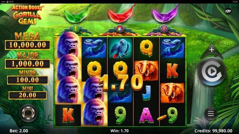 Action Boost Gorilla Gems slot screen 3