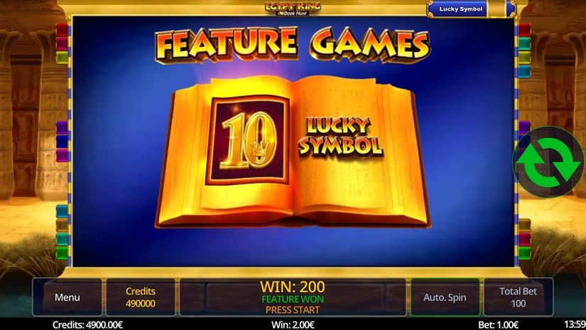 Egypt King Book Hunt slot screen 4