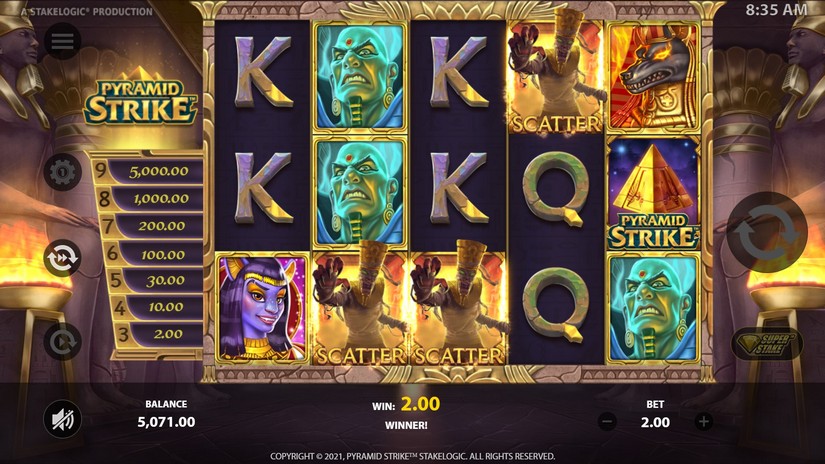 Pyramid Strike slot screen 5