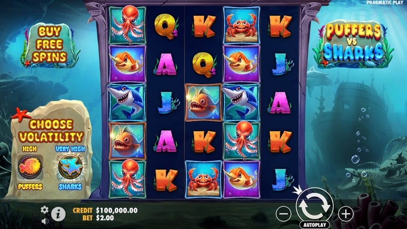 Puffers Vs Sharks slot screen 1