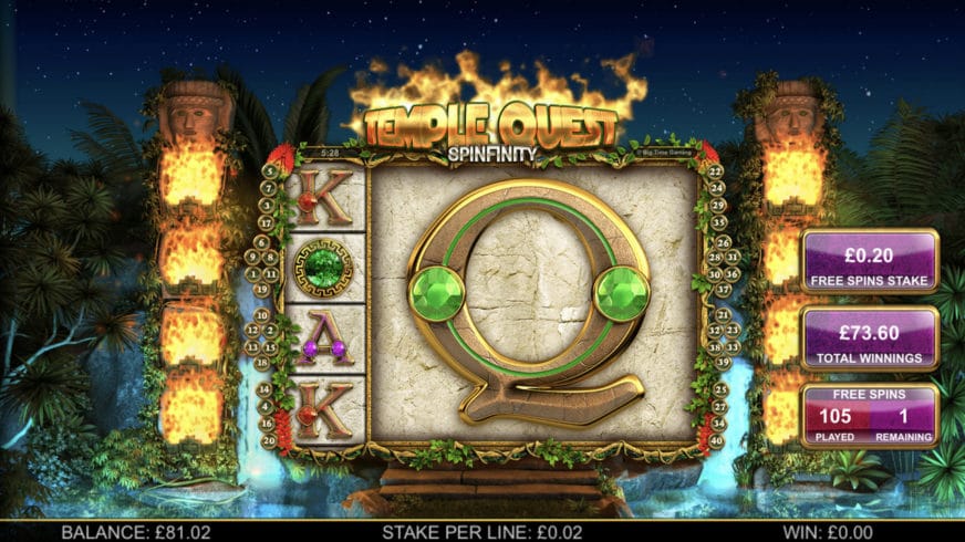 Temple Quest Spinfinity slot screen 1