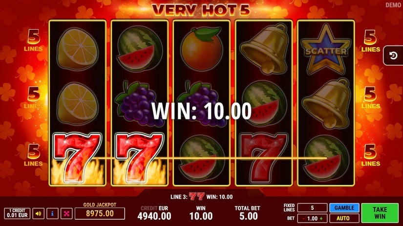 Very Hot 5 slot screen 2