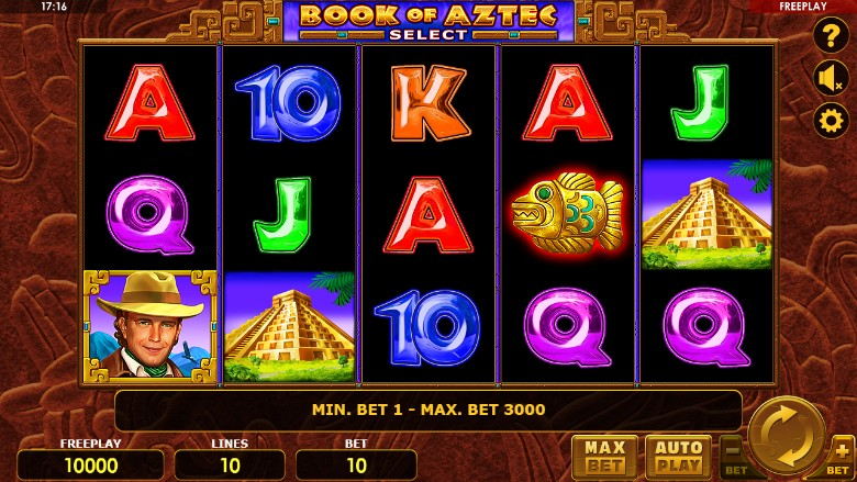 Book of Aztec Select slot screen 1